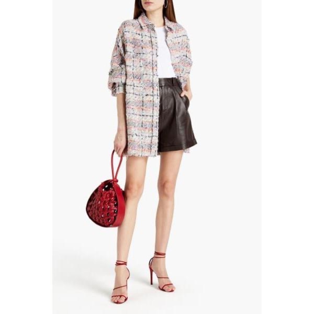 NWT $600 IRO Mekkie Tweed Shirt Jacket Multico Pink